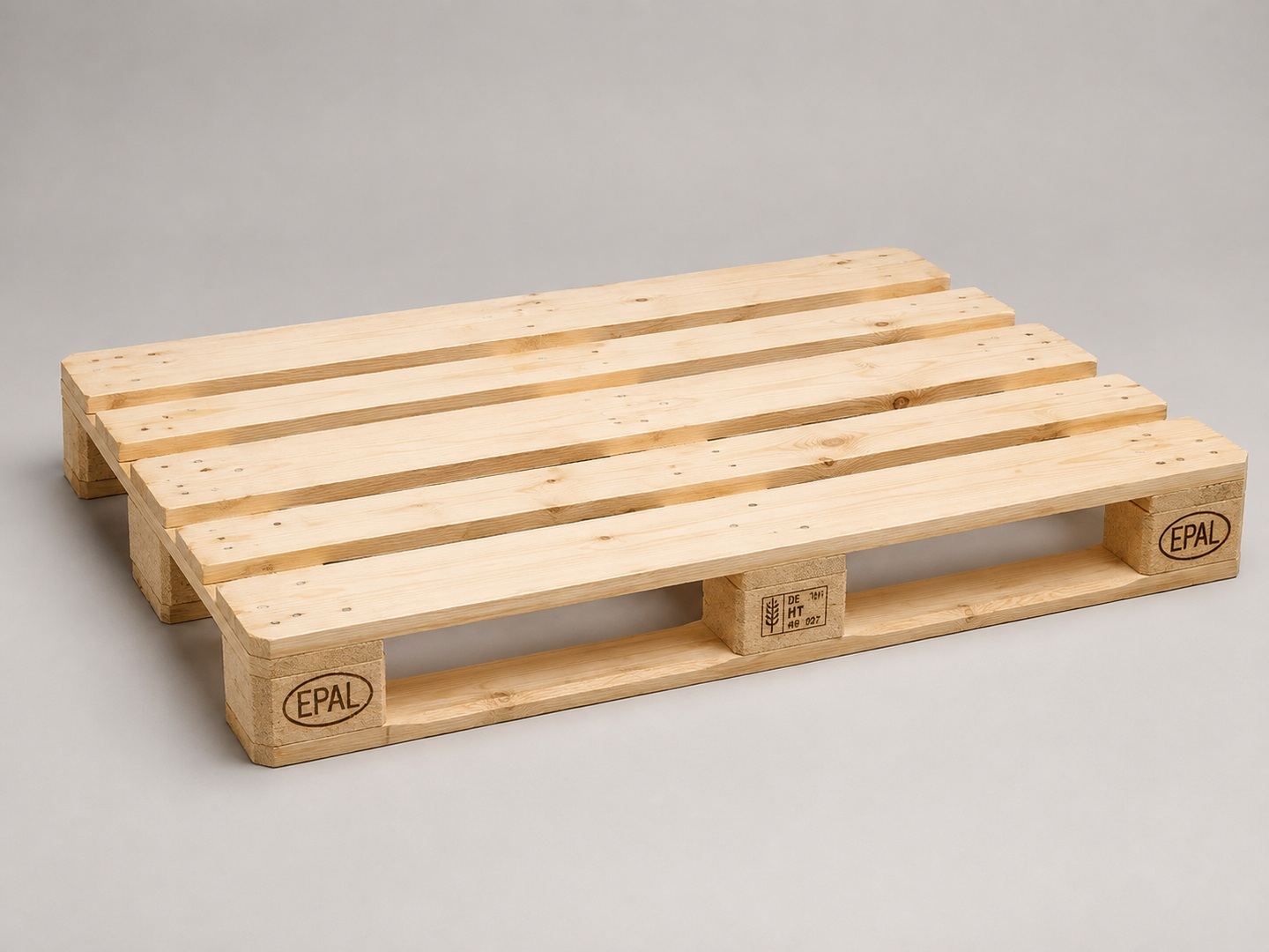 EPAL-marked Euro wooden pallet with five top deck boards